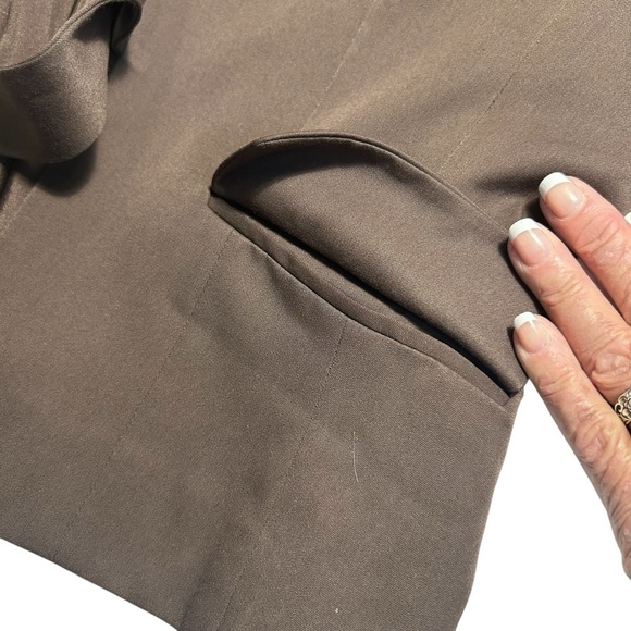 BCBGMaxAzria Cropped Open Tie Front Blazer Copper Brown Sz Medium - Picture 7 of 15